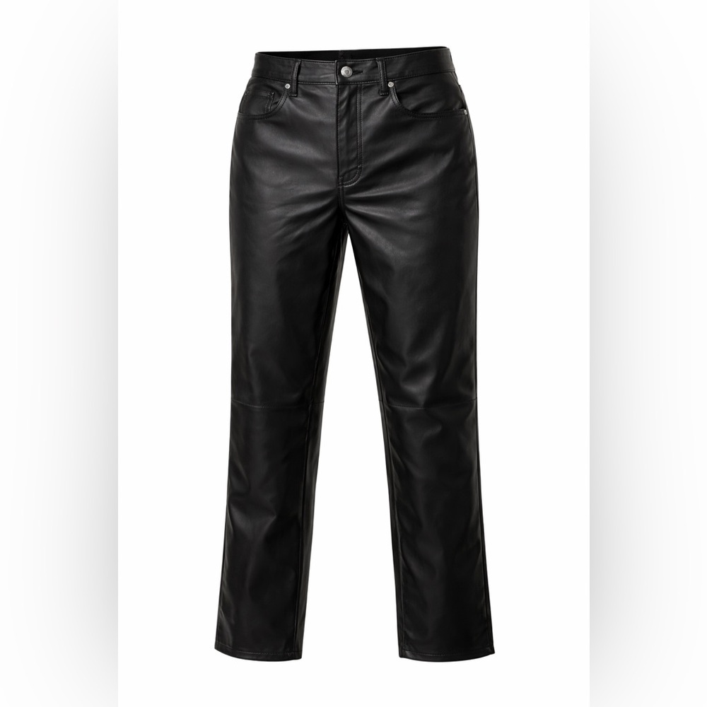 Indigo Rising Black Faux Leather Super High Rise Straight Pants NWT